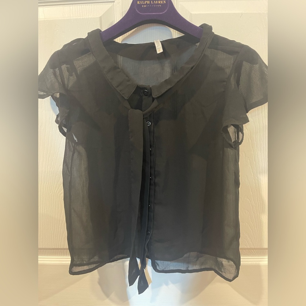 Bluesteel Black Sheer Women's Top short sleeves small